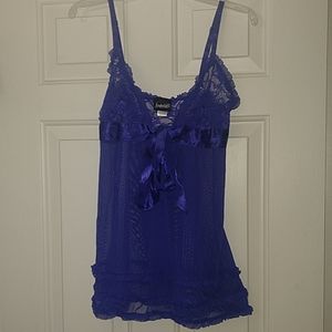 Blue mesh lace negligee